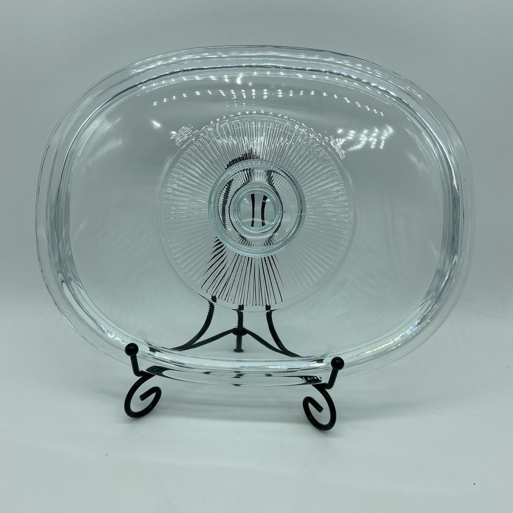 Pyrex F12C Replacement Lid Clear Oval "Ribbed" Casserole Corning Ware Blue Tint
